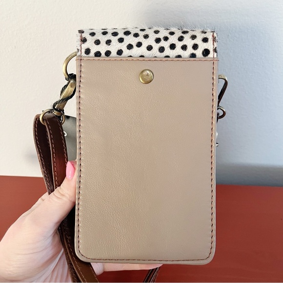 Soruka NWT Gia Leather Crossbody Phone Bag Terracotta Animal Print Tassel Boho - Picture 5 of 12